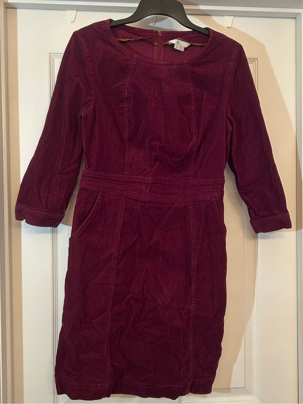 Boden Corduroy 3/4 Sleeve Dress - Cranberry 6R - Picture 2 of 8